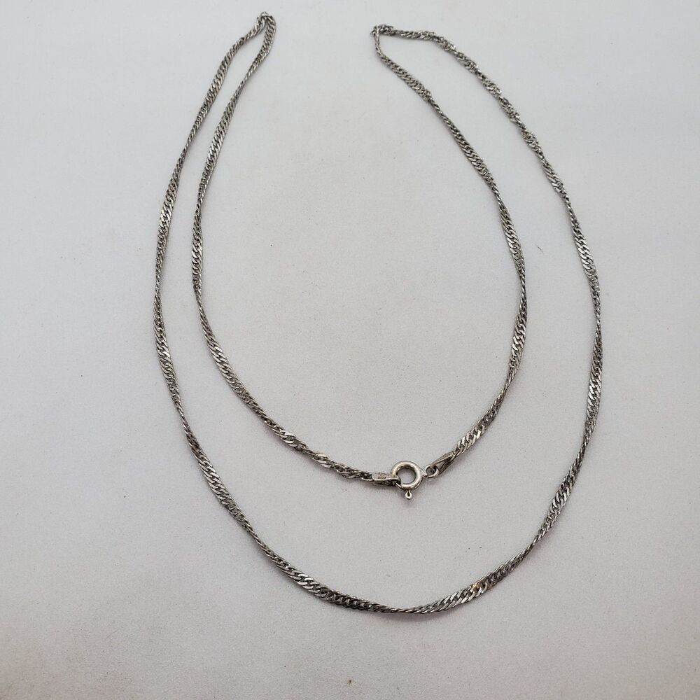 24" Sterling Silver Cuban Twisted Style Necklace Long 925
